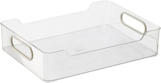Oggi Cabinet/Drawer Storage Bin - 12" x 8.75", Clear/Gray, Ideal for Kitchen Organization, Pantry Storage, Fridge Organizing 