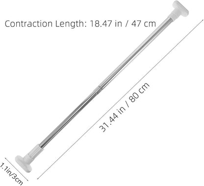 Lurrose 2 Pcs Adjustable Stainless Steel Closet Rods Heavy Duty Tension Bars 47-80cm Extendable Wardrobe Poles No Drilling fo
