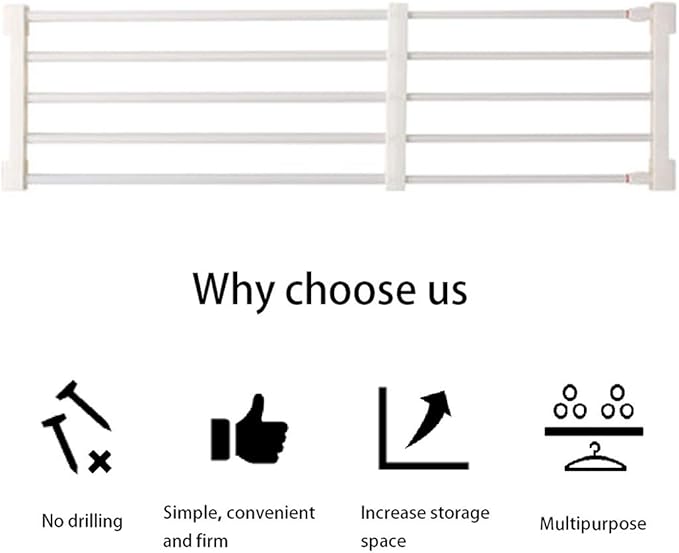 Adjustable Shelf Organizer Expandable Closet Shelf and Rod with No Drilling for Wardrobe Cupboard Kitchen Bookcase (11.5" - 1