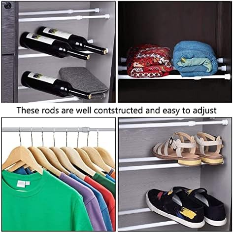 Tension Rods 28 to 48 Inches 8 Pack,Tension Curtain Rod,Spring Tension Rods,Adjustable Extension Spring Rods Closet Rod for W