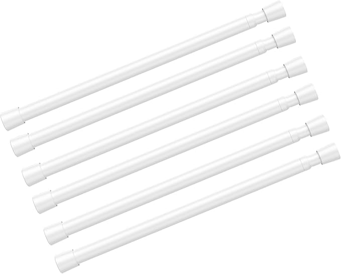 6pack White Tension Curtain Rod 16-26.9 inch Spring Tension Rod Curtain Rod Adjustable Spring Rod Extendable Tension Rod for 