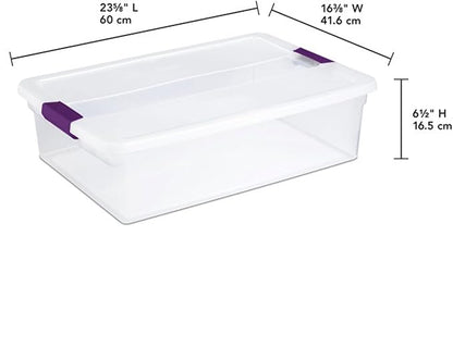 Sterilite 12-Pack 32 Quart ClearView Latch Box, Stackable Organizer Bins with Latching Lids - Clear Plastic Organization Cont
