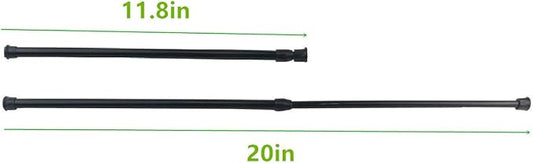 Cupboard Bars Tension Rods, 6 Pack Spring Tensions Rods Steel Adjustable Tension Curtain Rod Closet Rod Window Rods (Black, 1
