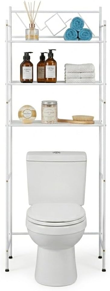 Home Zone Living Over the Toilet Bathroom Storage Organizer with 3 Tiers of Shelving Rack Space
