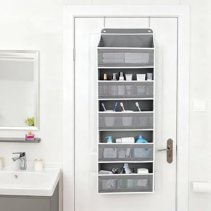 Over The Door Storage Organizer with 5 Extra Large Pockets & Side Mesh Pouches, Hanging Closet Door Organizer for Bedroom, Pa