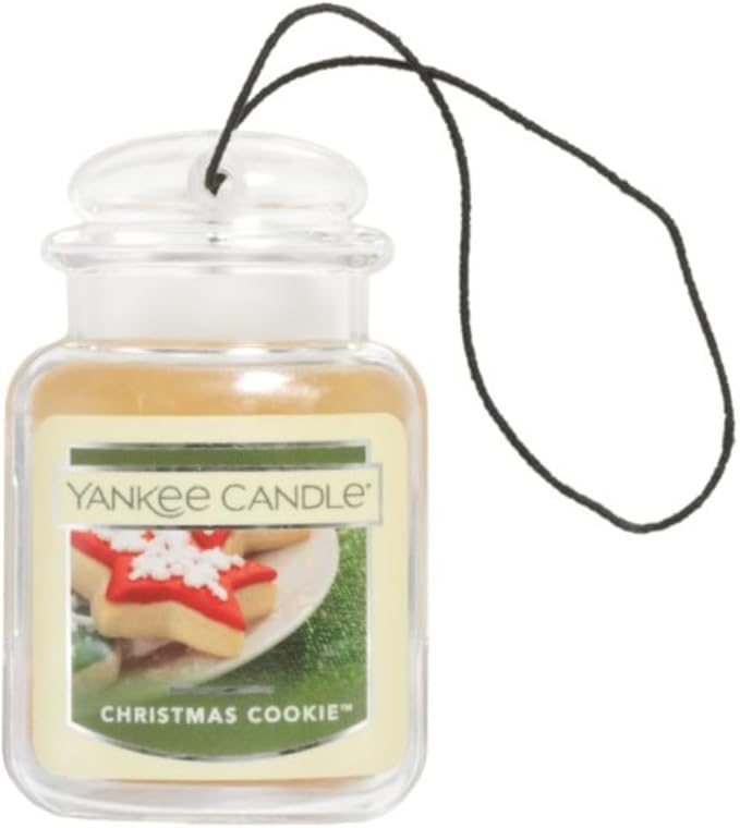 Yankee Candle Car Air Fresheners, Hanging Car Jar Ultimate, Neutralizes Odors Up To 30 Days, Christmas Cookie, 0.96 OZ (Pack 