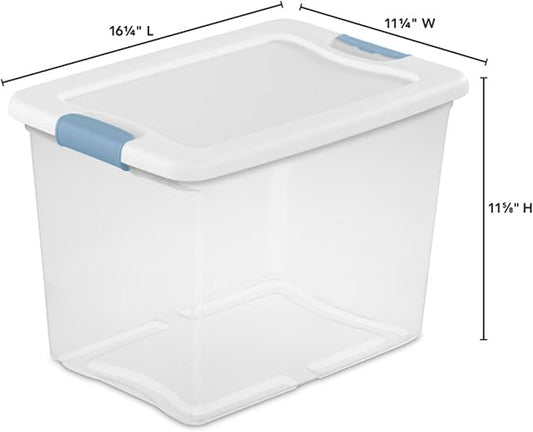 Sterilite 24-Pack Latching Box, Under Bed Storage Bins with Lids, Clear Plastic, 25 Quart - Heavy-Duty Organizing Containers 