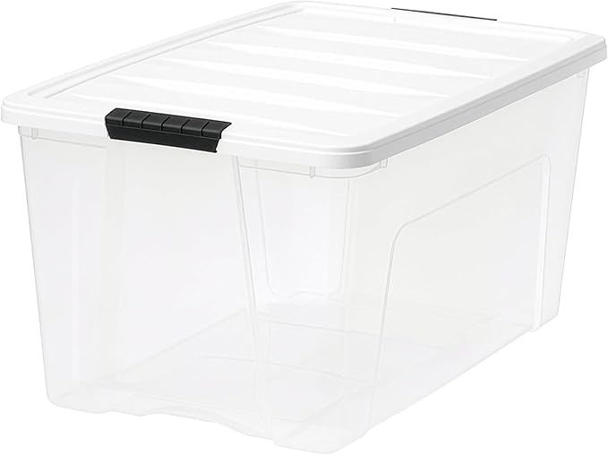 IRIS USA 72 Qt Stackable Plastic Storage Bins with Lids, 8 Pack - BPA-Free, Made in USA - See-Through Organizing Solution, La