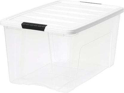 IRIS USA 72 Qt Stackable Plastic Storage Bins with Lids, 8 Pack - BPA-Free, Made in USA - See-Through Organizing Solution, La