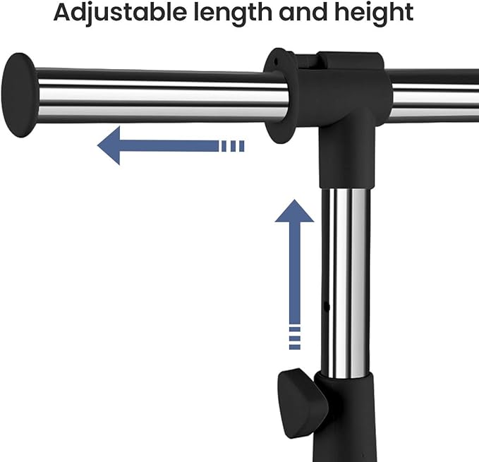 LiaMeE Adjustable Clothing Rack for Hanging Clothes, Heavy Duty Garment Rack with Wheels，Free Standing Rolling Clothes Rack w