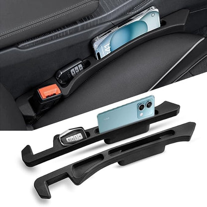 Car seat Gap Filler 2-Piece Multi-Functional Storage Belt with PU Material, seat Side Gap Filler to Prevent Items from Fallin