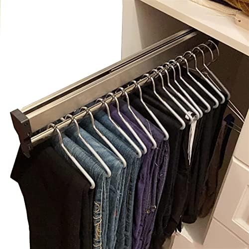 Extendable Steel Clothes Rail, Adjustable 30-80 Cm Wardrobe Rod, Pull-Out Closet Organizer for Trousers, Coats & Garments, Sp