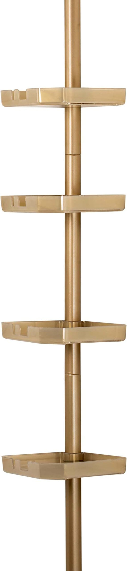 Bath Bliss 4 Tier Tensions Corner Shower Caddy | Shelves | Adjustable 48“-101” | Bathroom Organizer | Bathtub and Shower Stal