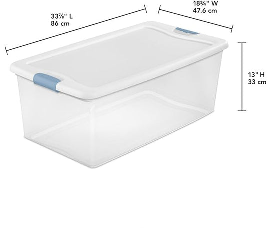 Sterilite 16-Pack Latching Box, Under Bed Storage Bins with Lids, Clear Plastic, 106 Quart - Heavy-Duty Organizing Containers