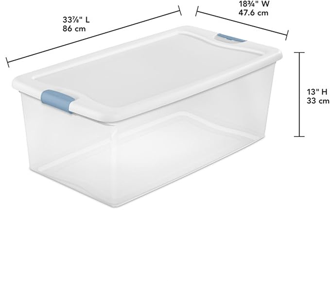 Sterilite 24-Pack Latching Box, Under Bed Storage Bins with Lids, Clear Plastic, 106 Quart - Heavy-Duty Organizing Containers