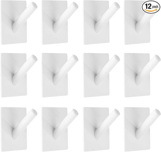 Jetec 12 Pieces Acrylic Wall Mounted Coat Hooks Hat Rack Robe Single Organizer Adhesive Clear Wall Hook Decorative for Clothe