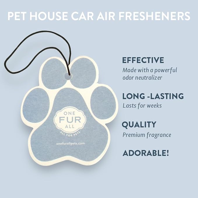 One Fur All Pet House Car Air Freshener - Sunwashed Cotton Pack of 4 - Non-toxic Car Air Freshener - Pet-Friendly Air Freshen