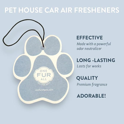 One Fur All Pet House Car Air Freshener - Sunwashed Cotton Pack of 4 - Non-toxic Car Air Freshener - Pet-Friendly Air Freshen