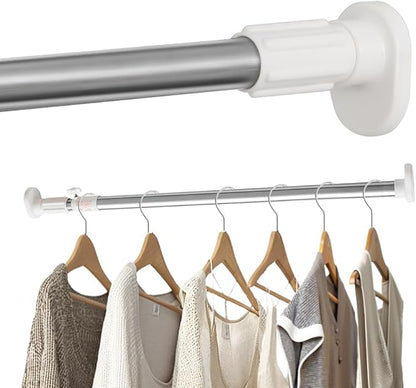 Closet Rod, Heavy-Duty Tension Rod 19.68 To 31.49 Inch, Adjustable Closet Rods for Hanging Clothes, Rust-Resistant Tension Ba