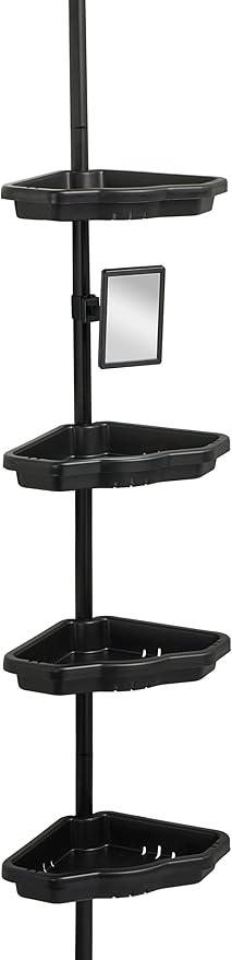 Bath Bliss 4 Tier Corner Shower Organizer | Shelves | Adjustable 4Ft-8Ft| Bathroom Organizer | Bathtub and Shower Shall | Hol