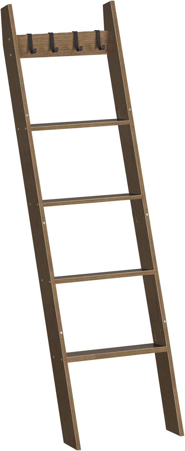 HOOBRO Blanket Ladder for Living Room and Bedroom, 5-Tier Wall Leaning Towel Rack for Bathroom, Decorative Ladder Shelf with 