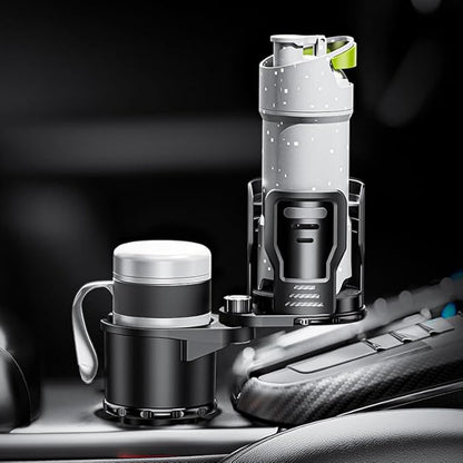 Upgrade Dual Cup Holder Expander, 2 in 1 Multifunction Cup Holder for Car with Lock, 360° Rotating Car Cup Drink Holder with 