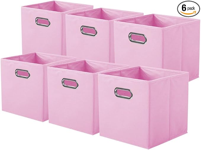 ShellKingdom Storage Bins, Foldable Fabric Storage Cubes And Cloth Storage Organizer Drawer with Metal Handle For Closet And 