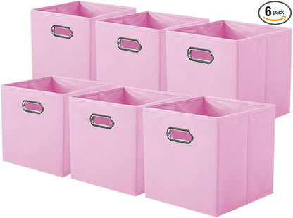 ShellKingdom Storage Bins, Foldable Fabric Storage Cubes And Cloth Storage Organizer Drawer with Metal Handle For Closet And 