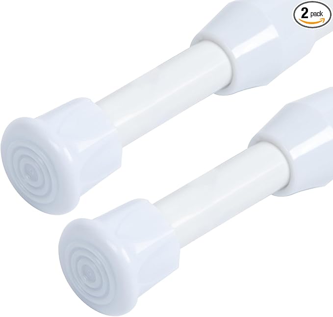 2Pcs Spring Tension Curtain Rod, Adjustable Curtain Rods 28-48 inch, Spring Loaded Curtain Rods No Drilling Extension Rod, (W