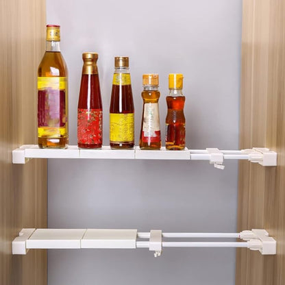 Extendable Narrow Closet Tension Shelf Slim Cupboard Divider Rod Adjustable Cabinet Organization Storage Rack Windowsill Bath