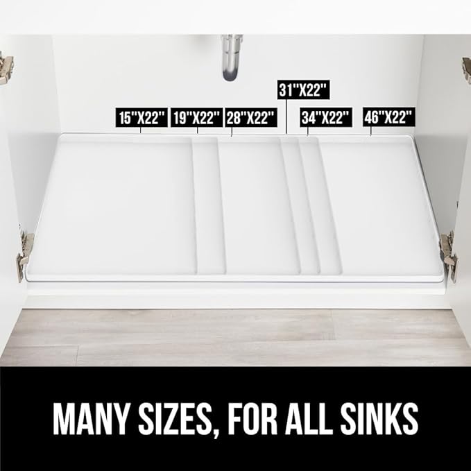 GORILLA GRIP Waterproof Silicone Under Sink Mat with Raised Lip for Kitchen and Bathroom, 34 x 22 in, Cabinet Shelf Liner Sta