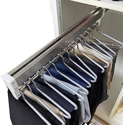 Pull-Out Clothes Rail,Extendable Pull Out Closet Rod - Wardrobe Pull-Out Trousers Rack, Adjustable 30-80cm Wardrobe Rail Clot