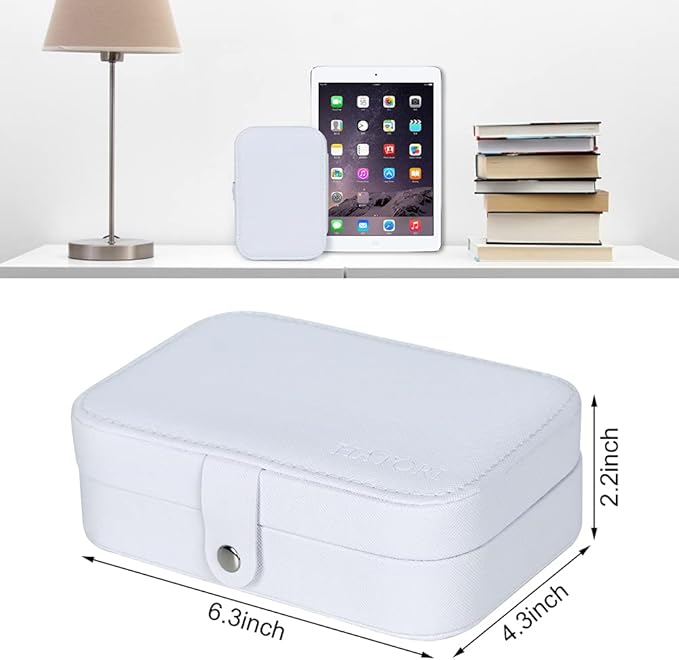 Hatori Travel Jewelry Box, PU Leather Small Jewelry Organizer for Women Girls, Portable Mini Travel Case Display Storage Hold