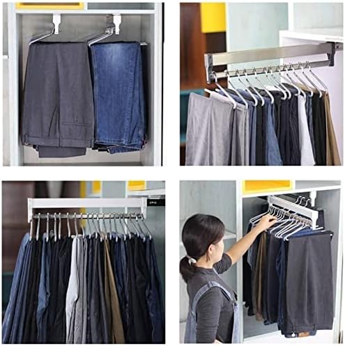 Extendable Steel Clothes Rail, Adjustable 30-80 Cm Wardrobe Rod, Pull-Out Closet Organizer for Trousers, Coats & Garments, Sp