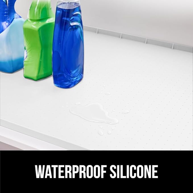 GORILLA GRIP Waterproof Silicone Under Sink Mat with Raised Lip for Kitchen and Bathroom, 34 x 22 in, Cabinet Shelf Liner Sta