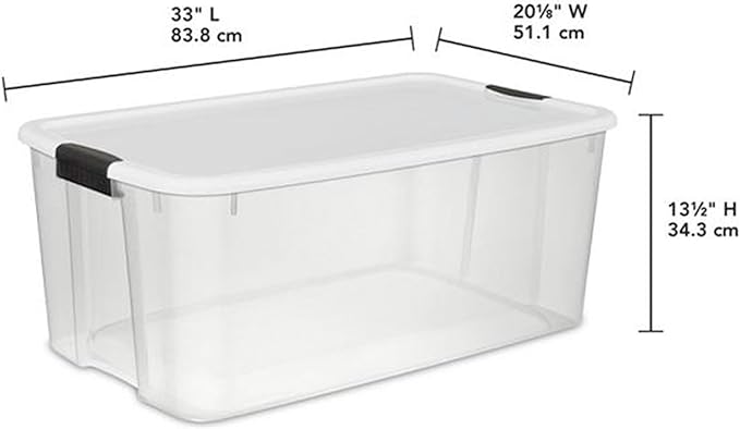 Sterilite 8-Pack Ultra Latching Box, Storage Bins with Lids, Clear Plastic, 116 Quart - Heavy-Duty Organizing Containers for 