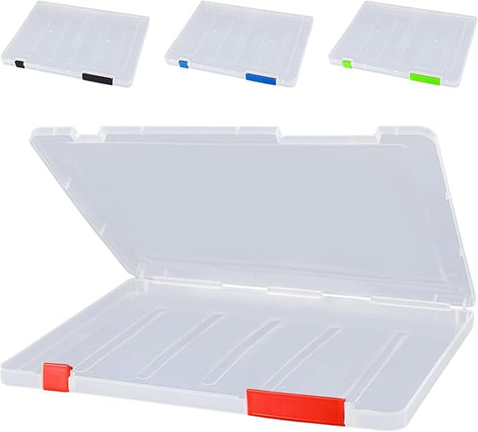 Lemical Paper Storage Containers 4 Pack Scrapbook Storage Box Portable Project Case for 8.5 x 11 Paper Letter Plastic Documen