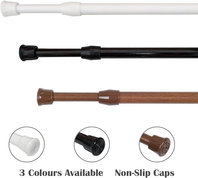 KXLIFE 6 Pack Small Spring Tension Curtain Rod 12-20 Inch, Thin Tension Rod No Drill for Window Cupboard Closet, White