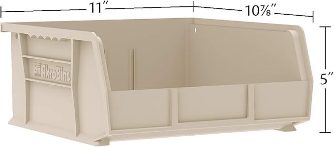 Akro-Mils 30235 AkroBins Plastic Storage Bins, Space-Saving Stackable Bins for Garage, Pantry, Craft Organization, 11" x 11" 