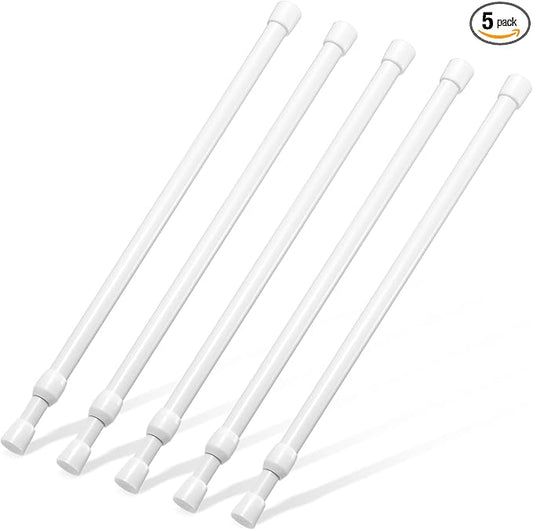 5 Pack Tension Rod 16 to 28 Inch, Goowin Small Tension Rod, 5/8" Diameter No Drilling Expandable Short Tension Rods Spring Ro