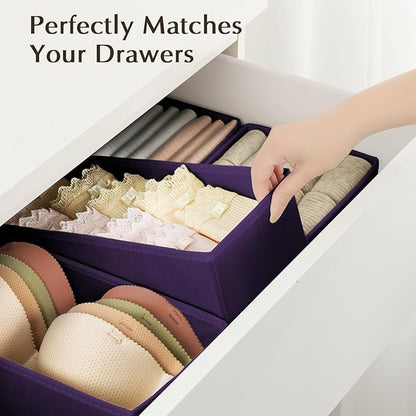 DIMJ Drawer Organizers Clothes, Set of 16 Dresser Organizer Bins, Fabric Closet Organizers and Storage, Shallow Drawer Divide