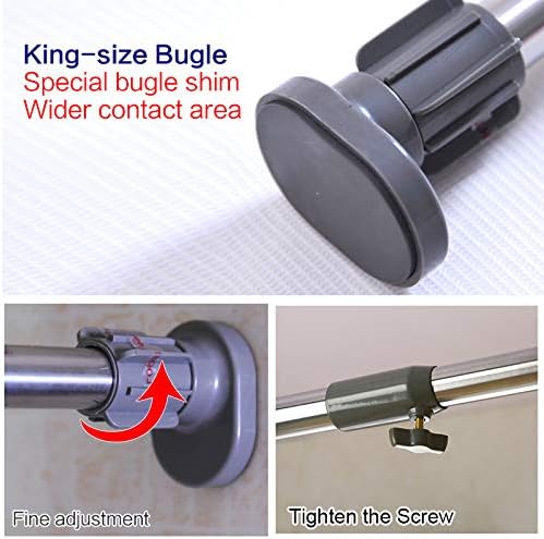 BAOYOUNI Adjustable Shower Window Curtain Tension Rod Oval Head Decorative Straight Closet Wardrobe Rail Pole Bar Clothes Han