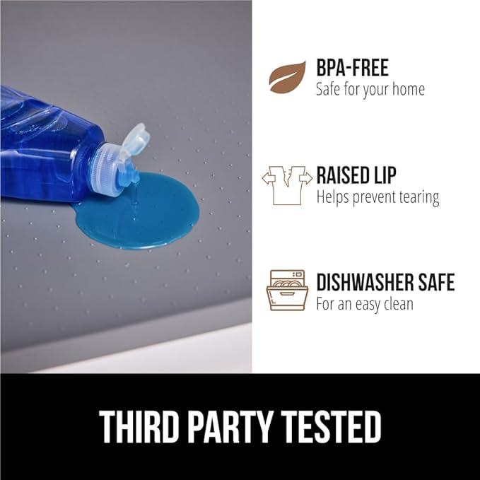 GORILLA GRIP Waterproof Silicone Under Sink Mat with Raised Lip for Kitchen and Bathroom, 34 x 22 in, Cabinet Shelf Liner Sta