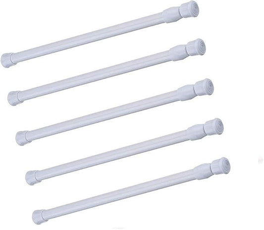 Spring Curtain Tension Rods, 5 Pack Cupboard Bars Tensions Rods 15.7 to 28 Inches Adjustable Extension Rod for Bathroom Windo