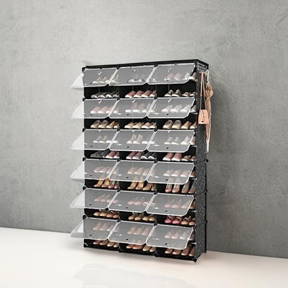 ROJASOP Portable Shoe Rack Organizer, 72 Pairs Covered Shoe Rack Shoe Organizer for Closet Entryway 12-Tier Shoe Storage Cabi