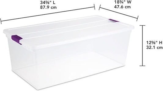 Sterilite 16-Pack 110 Quart ClearView Latch Box, Stackable Organizer Bins with Latching Lids - Clear Plastic Organization Con