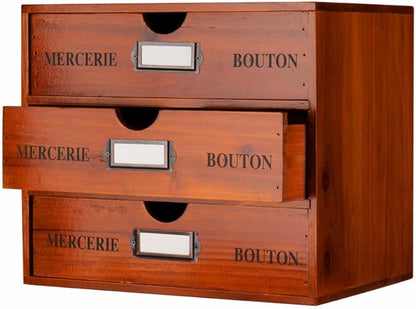Wooden Storage Box Rustic Desktop Organizer with 3 Drawers Office Desk Accessories Shelf Large Craft Storage Containers Apoth