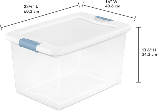 Sterilite 16 Pack Latching Box, 64 Qt Plastic Storage Container, Stackable Large Home or Office Tote Organizers with Secure L