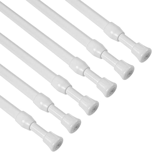 KXLife 6Pcs Spring Tension Curtain Rod, 18 to 30 Inch Adjustable Small Tension Rods No Drill, White Spring Loaded Curtain Ten