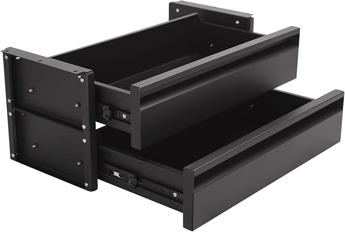 15 in 2-tier Under Desk Drawer,Adjustable Height, Under Desk Drawer Slide Out with Slide Extension Mounted Under Flat Wooden 